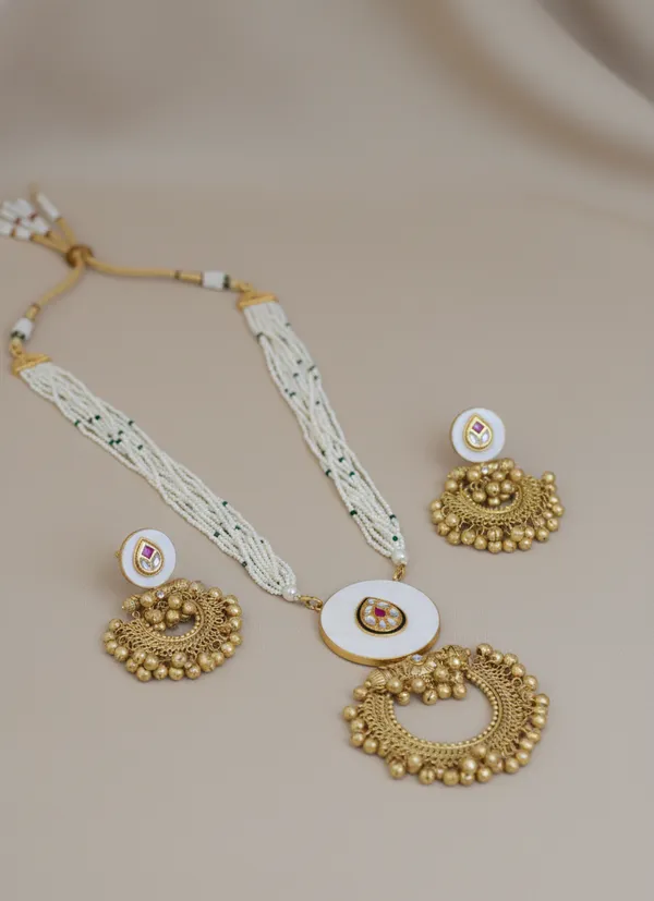 White_-_Gold_Brass_Necklace_Set_For_Women